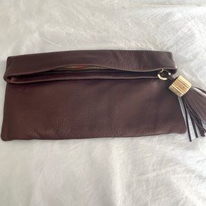 India Hicks Carmen clutch bag burgundy leather